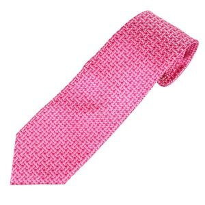 Beau Brummell Soho Pink Geometric Jacquard Silk Necktie Mens Dress Tie 100%
